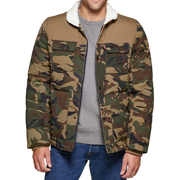 Levi’s Men’s Woodsman Jacket Brown Camouflage New Size M - Picture 1 of 4